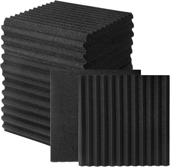 50 Pack Acoustic Foam Panels 1" X 12" X 12" Wedge Soundproof Studio Foam for Walls Sound Absorbing Panels Sound Insulation for Studio (50 Pack, Black)