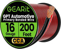GEARit 16 Gauge Wire (200ft - Black/Red) GPT Automotive Primary Bonded Wire -2 Conductor CCA - for Car Audio, Speaker, Trailer Harness, Electrical - 200 Feet Total 16ga awg