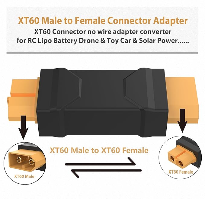 Magiclifee Upgrated XT60 Male to Female Connector Adapter,XT60 Connector No Wire Adapter for Energy Storage Power,Outdoor Power, Compatible with RC Drones, Toy Cars Boat etc