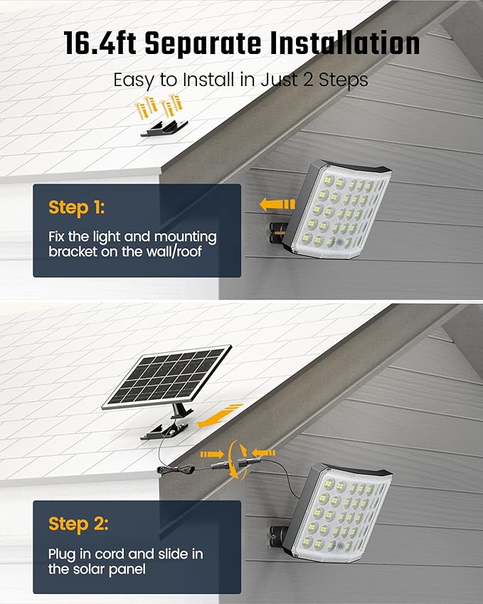 ONLYWIN Solar Lights Outdoor Bright Solar Dusk to Dawn Light with 3000mAh Battery, IP65 Waterproof Remote Control Outdoor Light, 3 Working Modes for Garage, Porch, Patio, Shed, 2-Pack