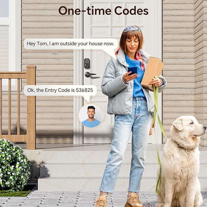 VCHOO Keyless Entry Door Lock Set Smart Locks for Front Door Keypad Door Lock with Handle Auto Lock One Time Password Anti Peeping Password IP54, Black
