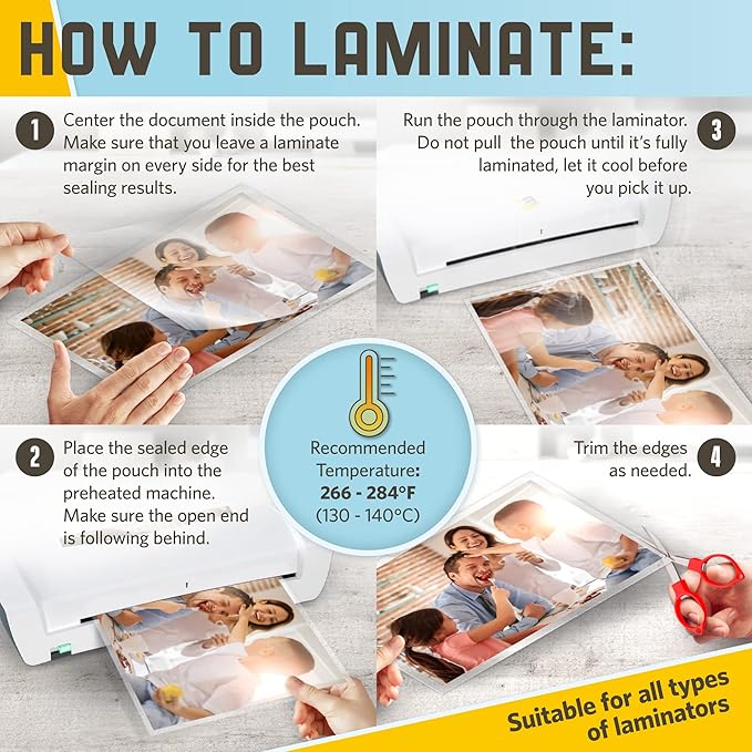 Thermal Laminating Pouches, 9 x 11.5 Inches, 3 Mil Thick, 30 Pack of Glossy Laminator Pouches, Suitable for Letter Size Laminating Sheets 8.5 x 11
