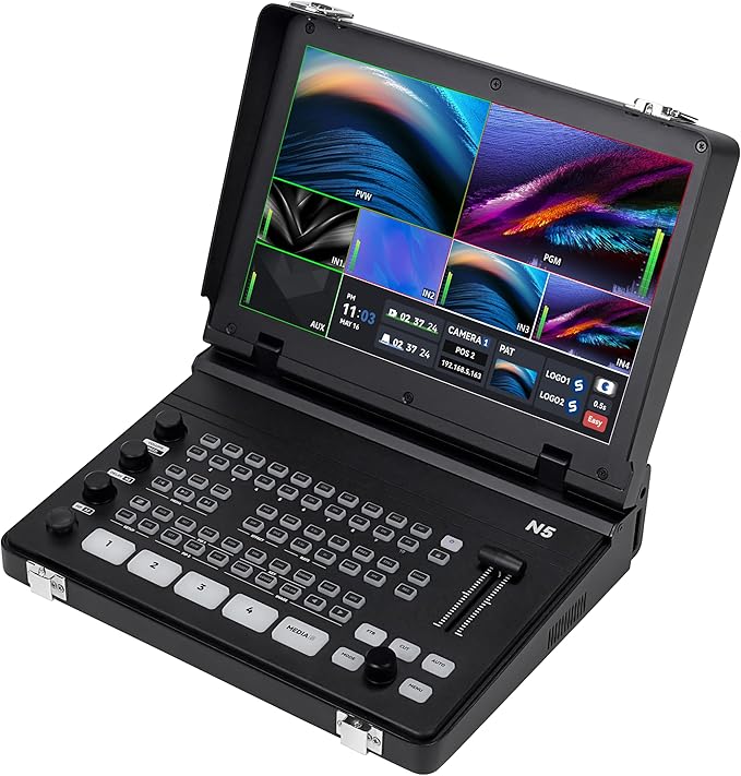 SPROLINK NeoLIVE N5/N5S 5 Input Channels Video Streaming switcher Laptop Design with 10.1inch Screen, with Dual 4k inputs, Support MV and PGM outputs (Neolive N5)