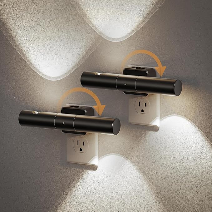 JandCase LED Night Light, Modern Night Lights Plug into Wall, Soft White 3000K,0-100LM Adjustable Brightness with Dusk-to-Dawn Sensor, Dimmable Night Lights for Bathroom, Hallway, Bedroom,Stairway