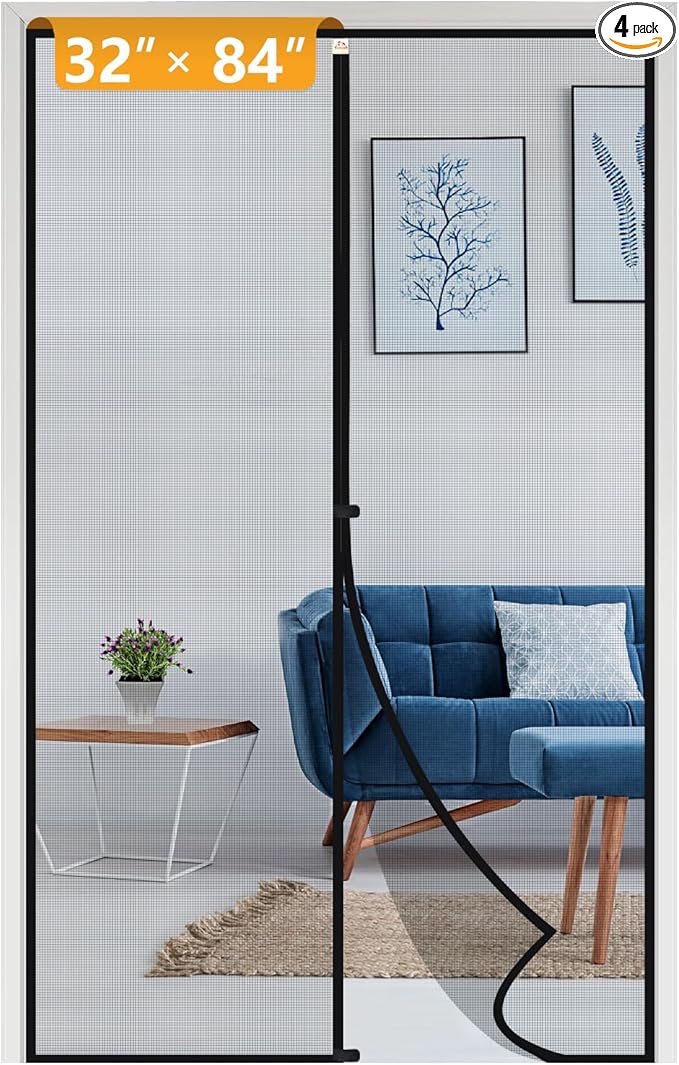 Yotache Magnetic Screen Door Fits Door Size 32 x 84, Screen Size 34" x 85" Reinforced Fiberglass Net Curtain with Magnets