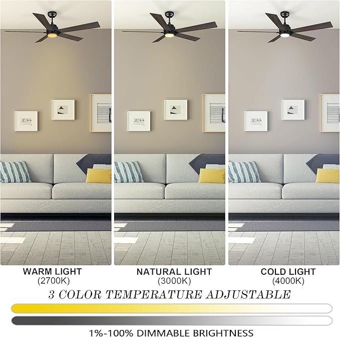 SMAAIR Smart Ceiling Fan with Light, 56inch Indoor and Outdoor ceiling fan with Remote, Compatible with Alexa/Google Assistant/Siri Shortcut, App control with Timer and Schedule(Walnut/Light Wood)