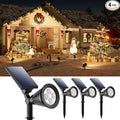 4 Pack Solar Powered Spotlights Waterproof Outdoor for Christmas Decorations, Tree, Santa Claus, Snowman, Christmas Ambient Outdside Spot Landscape Lights for Wall, Garden, Yard, Sidewalk, Warm White
