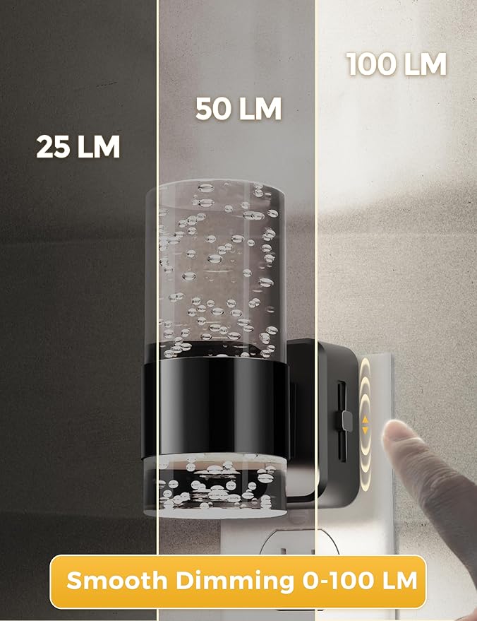 L LOHAS LED Night Light,Dimmable Night Lights Plug into Wall, 2 Pack Acrylic Nightlights with 0-100 LM Adjustable Brightness, 5000K Plug in Night Light with Dusk to Dawn Sensor, for Bathroom Hallway