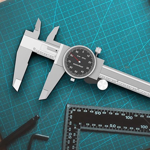 HDLNKAK Dial Caliper Shockproof Dial Caliper Precision Caliper with Black Watch 0-6" Range, 0.001” Resolution 6 Inch with 0.001" Precision Calipers 4-Way Measurement with Plastic Case.