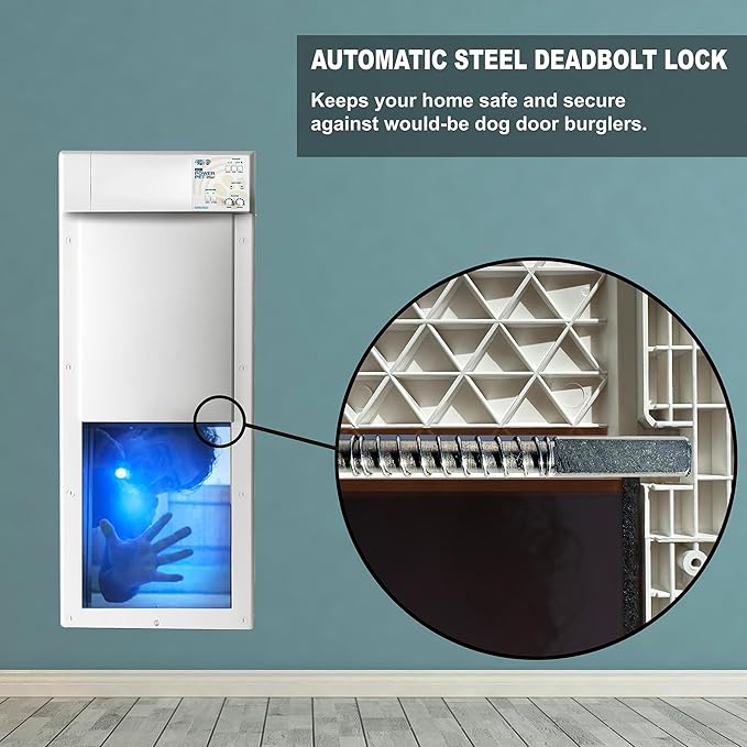 Power PET Automatic Pet Door by High Tech Pet - Large Door Mount for Pets to 100 lb - 4 Way Access - Dual Range Control - Deadbolt Security - Directional Sensing - Air Tight - US Customer Service