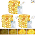 litogo 3 Pack Fairy Lights Battery Operated with Timer, 33FT 100LED Twinkle String Lights USB-C Powered 8 Modes Dimmable for Indoor Bedroom Centerpiece Wedding Classroom Dorm Christmas Decorations