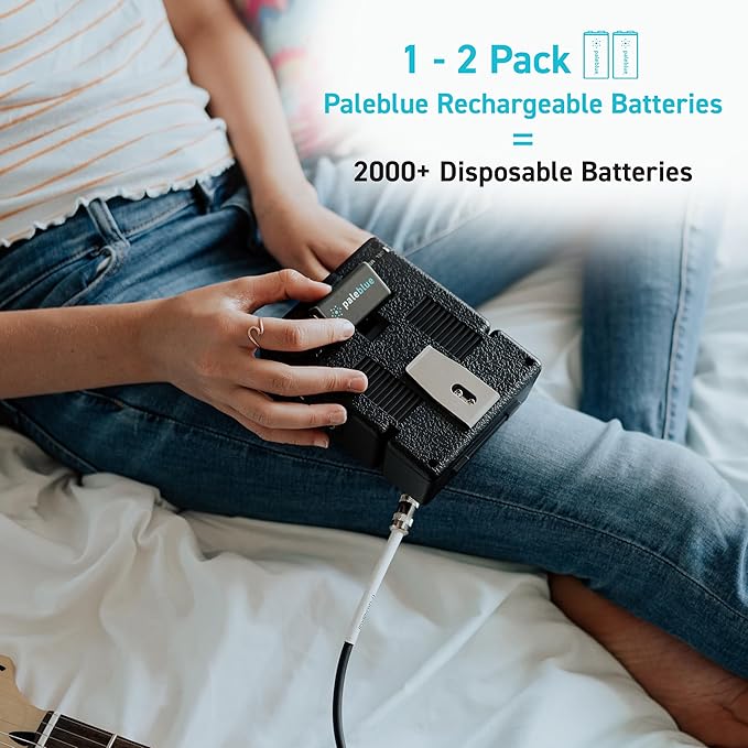 paleblue USB Rechargeable 9V Batteries (2-Pack) - 4500mWh Lithium Ion, 1000+ Charge Cycles, Includes 2-in-1 USB-A to USB-C Charging Cable, LED Charge Indicator, 3.4 Hour Charge Time