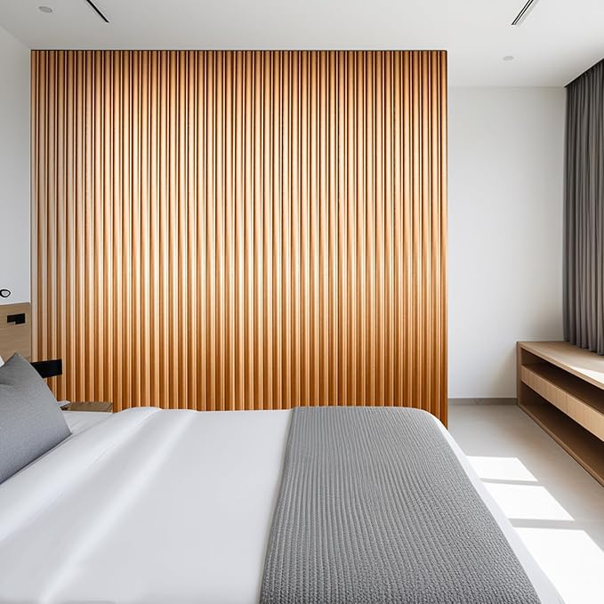 Art3dwallpanels Slat Wall Paneling, 104'' x 6.3'' Glossy Metal Finish WPC Soundproof 3D Wall Panels for Interior Wall Decor, 8 Pack Wavy Grain Panel Wall Slats, Glitter Gold