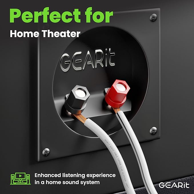 16AWG Speaker Wire, GearIT Pro Series 16 Gauge Speaker Wire Cable (200 Feet / 60.96 Meters) Great Use for Home Theater Speakers and Car Speakers, White