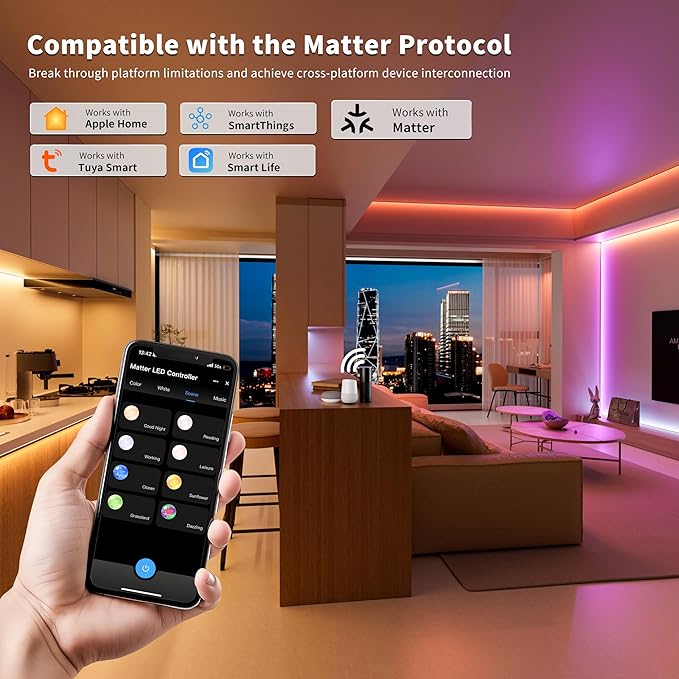 PAUTIX Matter WiFi LED Controller 5in1 ML5 Compatible with Tuya APP/Homekit/Smart Life/Alexa/Google Home/Siri, DC12-48V Dimmable Controller for Single Color/CCT/RGB/RGBW/RGBCCT LED Strip Lights