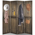 Babion 4 Panel Pegboard Display, Peg Board Room Divider Freestanding Folding Privacy Screens Pegboard Display Stand for Craft Shows (Brown)