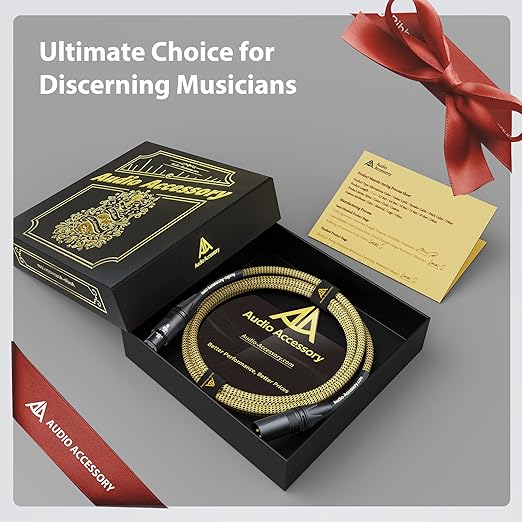 AA AUDIO ACCESSORY Gold Series Star Quad XLR Cables 20ft, Neutrik Connectors, 19AWG Microphone Cable, Kevlar-Reinforced Nylon Braided Handmade Mic Cable, 100% Coverage OFC Braid and Al-Foil Shielding