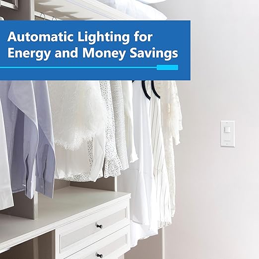 LIDER Motion Sensor Switch with Wall Plate, UL Listed, PIR Sensor Switch, Occupancy/Vacancy, No Neutral Required, Ground Wire Required, 1-Pole, Modern Smart Home, White, Wall Plate Included, 2 Pack