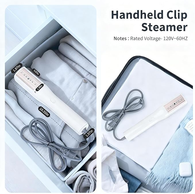 Portable 3-in-1 Clothes Steamer Iron - Handheld Mini Steam Iron, Wet & Dry Ironing, 15s Fast Heat, 900W Powerful Steam, Compact Travel Wrinkle Remover for Home & Office, Includes Travel Bag (120V)