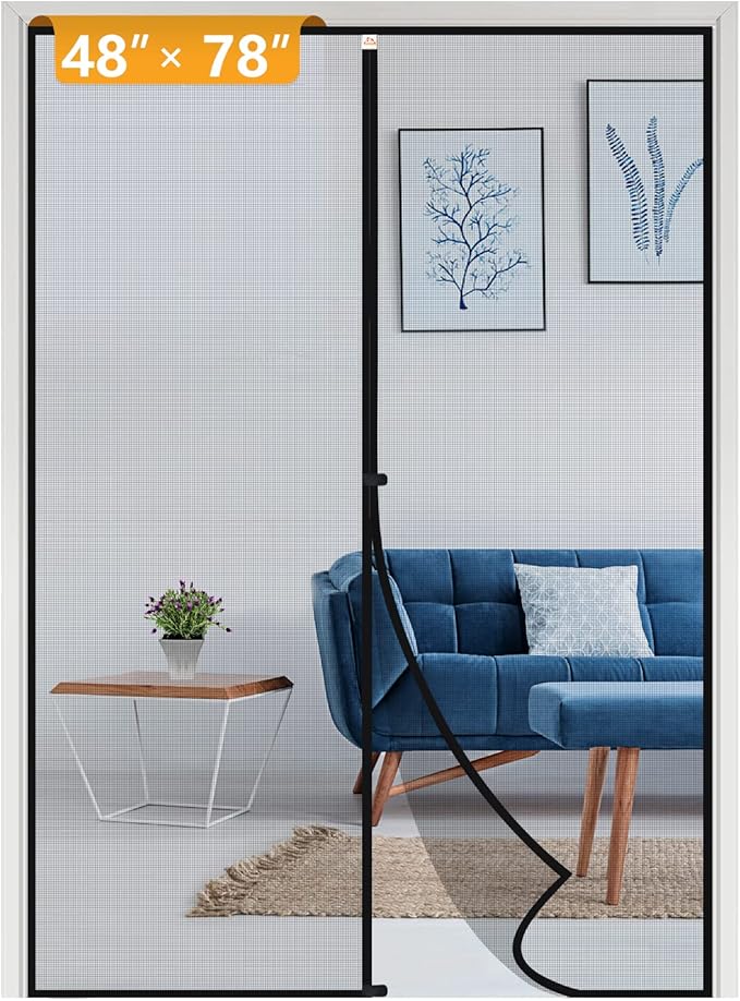 Yotache Top Middle Anti-Tearing Magnetic Screen Door Fits Door Size 48 x 78, Screen Size 50" x 79" for French Door and Patio Door