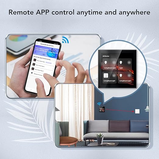 Smart Scene Wall Switch Panel 100 to 240V with 4 Inch Touch Screen and Voice Control for Smart Home Control (Compatible with ZigBee and BT Devices)