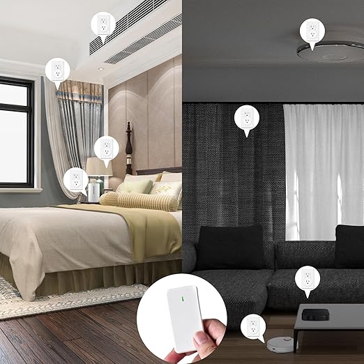 GreenCyle 4 Plug-in Light Switches with 1 Remote, Wireless Remote Control Light Bulb with Wall Switch, 15A/1500W, TUV List, No Wiring, 500ft RF Range, for Lamps, Household