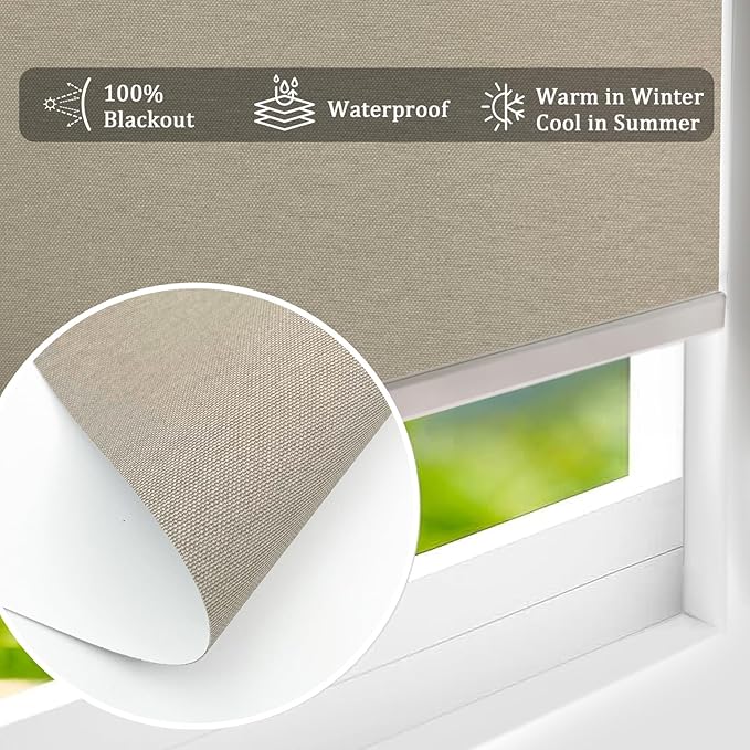 COOLWINDS Motorized Blinds with Remote Cordless Automatic Motorized Shades Custom Blinds for Windows Smart Curtains Compatible with Alexa Google Home(Blackout Sweet Latte,W43 x H72in)
