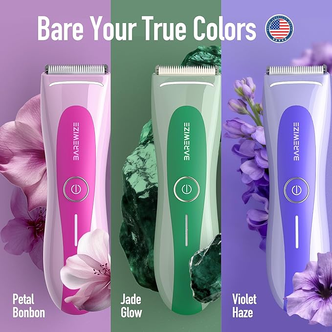 BAREWIZE Bikini Trimmer for Women, Electric Shaver for Women | LED Light, IPX7 Waterproof, USB-C Rechargeable, Ceramic Blade | Electric Razors for Women, Pubic Hair Trimmer Women (Violet Haze)