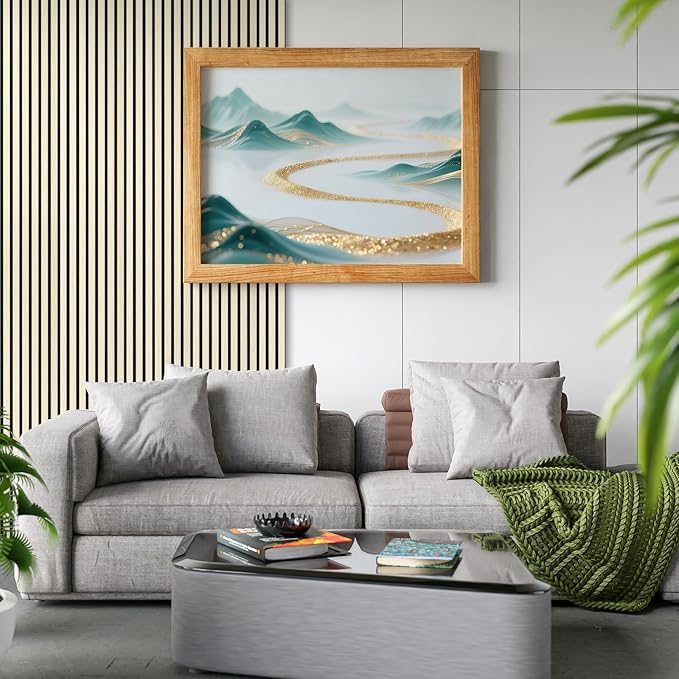 Art3d 4-Piece 94 x 12.6 Inch Acoustic Lightweight Slat Wall Panel - Waterproof Wood Textured Wainscoting Panel of 33 Sq.Ft for Bedroom, Home Theater Office Accent Wall, White Elm
