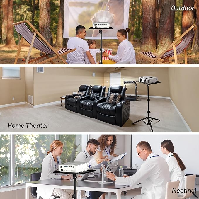 CAHAYA Projector Stand Tripod Foldable: 18.9 to 41 Inch Height Adjustable Projector Tripod Stand 180° Rotatable Thickened Base Multipurpose Laptop Stand Panel Collapsible for Outdoor Office Home Stage