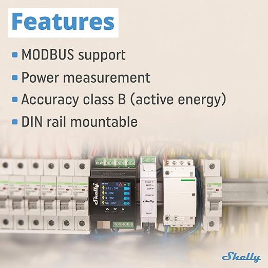 Shelly Pro EM 50A | Wi-Fi & LAN Energy Meter with Contactor Control | DIN-Rail | Home Automation | Bluetooth Gateway | Compatible with Alexa & Google Home | No Hub Required | Power Monitoring