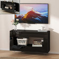 Vavkorkula High Gloss TV Stand for 55 Inch with 2 Large Drawers & Hidden Storage Cabinets, Modern Entertainment Center Television Stands for Living Room Bedroom, Black