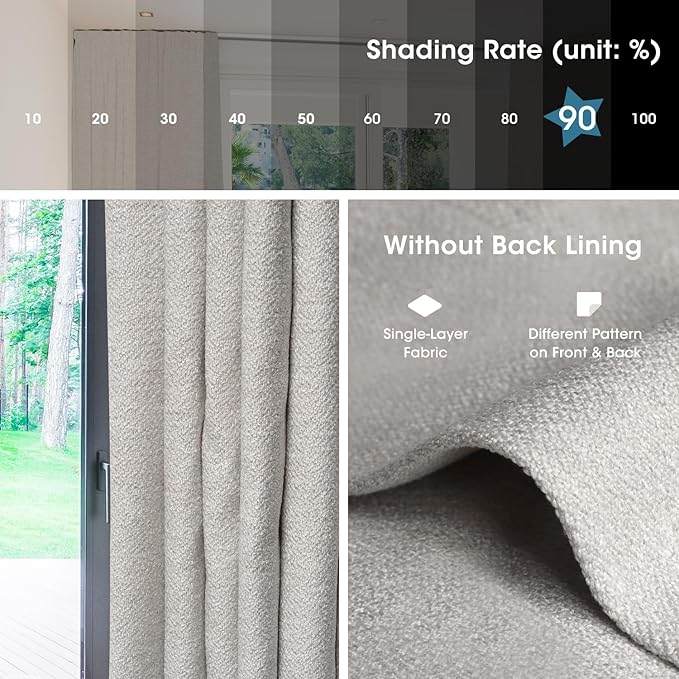 SmartWings Automatic Curtain Opener with Drapery, Motorized Vertical Blinds with Remote, Electric Closet Doors Sliding Panels Compatible with Alexa Google Homekit, 90% Blackout Cream