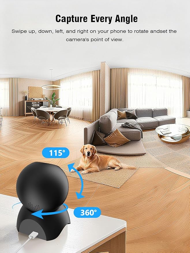YYSY 2K 2.4G&5G Indoor Security Camera, 2 Packs Pet/Dog/Baby Security Camera with Phone App, 360° Pan-Tilt WiFi Cameras for Home Security, 2-Way Audio, Night Vision, Auto-Tracking, Privacy Mode