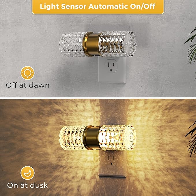 L LOHAS LED Night Light, Night Lights Plug into Wall, 2 Pack 10-Color RGB Change Nightlights,10/50/100LM Adjustable Automatic Nightlights Plug in with Dusk to Dawn Sensor for Room Bathroom Hallway