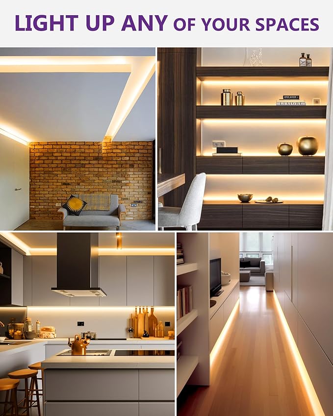 HitLights 24V LED Strip Lights Warm White 2700K, 26.2ft Cuttable Tape Backed 3oz PCB, UL Listed, 1325 Lumen/m, CRI>95, IP20, Lighting for Bedroom, Kitchen, Under Cabinets (Power Source Not Included)