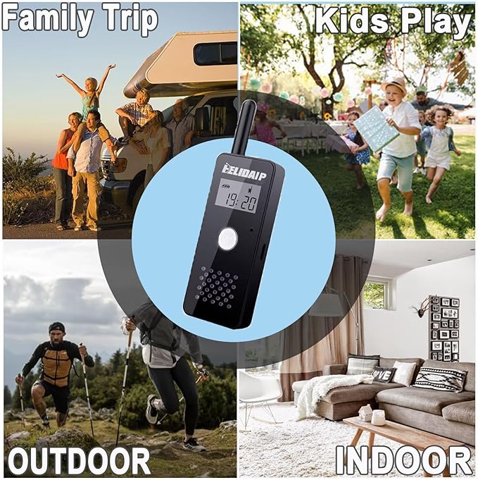ELIDAIP T-M16 Small Walkie Talkies,Portable Two Way Radio with Earpiece & Mic Set Headsets,VOX Hands Free for Restaurants,Hotel,Sports & Outdoor Activities,Hospitals,Tourism,Black 2 Pack