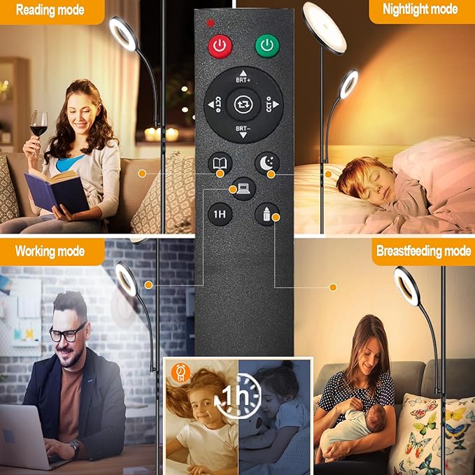 marctronic Floor Lamp, Upgraded 42W 4000LM Super Bright LED Floor Lamp for Living Room Bedroom, Dimmable Standing Reading Floor Lamps with Remote & Touch Control