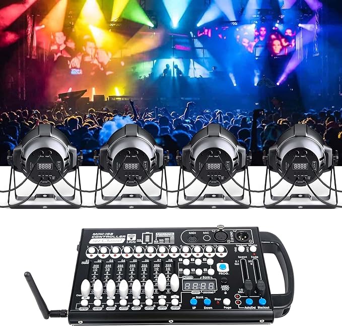 Battery DMX Controller Wireless with MIDI, DMX Board 512 Light Controller for Dj Lights, Dmx512 Lighting Console 192ch with Built-in Battery for Control Stage Light