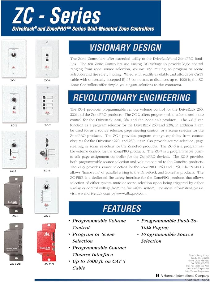 dbx ZC-4 Wall-Mounted Zone Controller