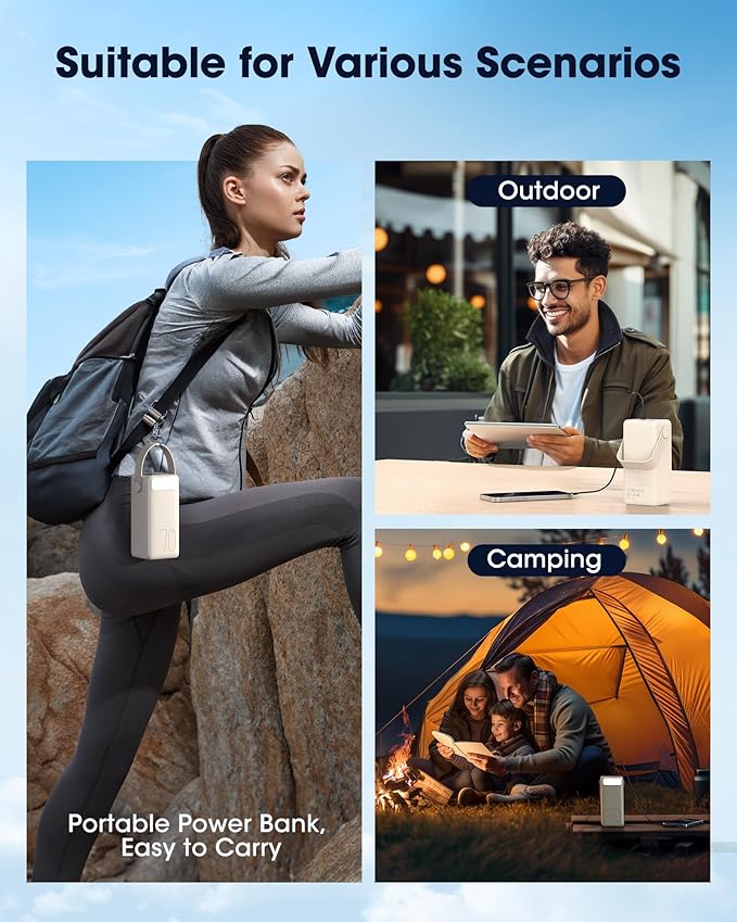 Aterob Portable Charger Power Bank 70000mAh, 22.5W Fast Charging USB C Battery Pack, 3 Outputs, LED Display & LED Light, External Huge Capacity Battery Bank for iPhone, Samsung, iPad, Camping Picnic