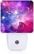 GANTINIR Purple Galaxy Space Night Light, Plug-into Nightlight White LED Lamp, Energy Efficient Decor Desk Lamp for Bedroom Hallway Stairs Bathroom