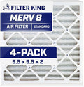 Filter King 9.5x9.5x2 Air Filter | 4-PACK | MERV 8 HVAC Pleated A/C Furnace Filters | MADE IN USA | Actual Size: 9.5 x 9.5 x 1.75"