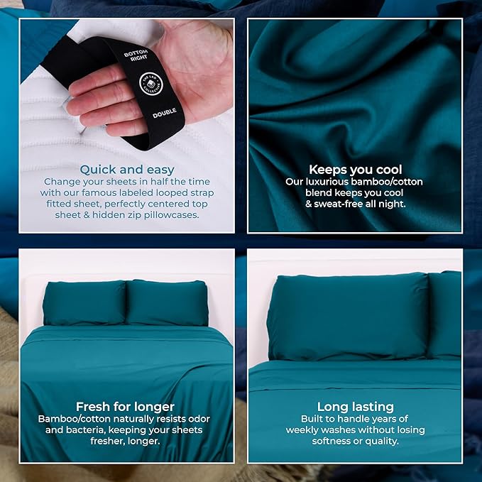 The LAD Collective 3.0 - 4-Piece Cotton Bedding Set with Fitted Sheet, Top Sheet & 2 Pillowcases - Luxury Bed Sheets for Full Size Beds - Premium Bedroom Essentials - Maui/Twin XL