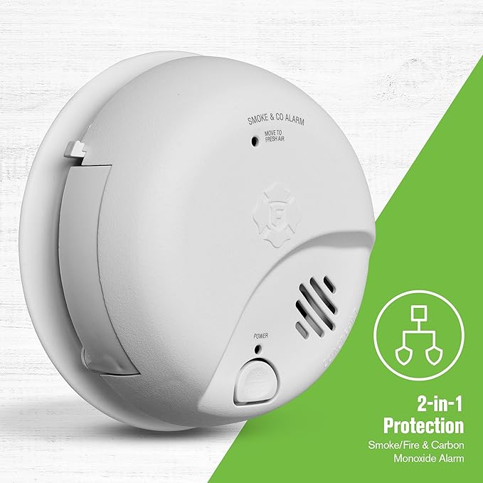 First Alert Combination Smoke & Carbon Monoxide Alarm, Battery Operated Detector with Test & Silence Button, SMICO100, 1-Pack