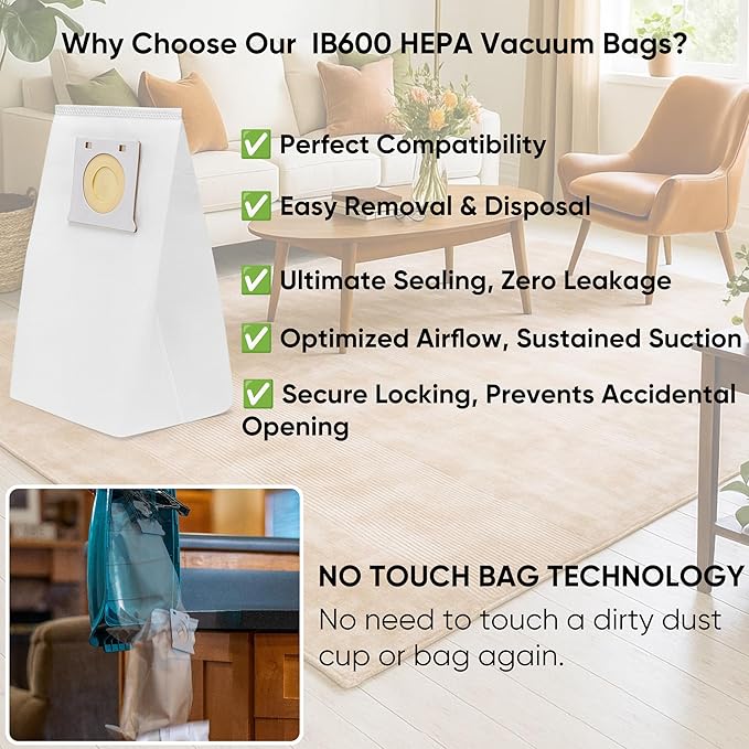 LBLVBNEWD 10 Pack IB600 HEPA Vacuum Bags for Kenmore Intuition Upright Vacuum Cleaner - Compatible with Kenmore Intuition Vacuum Bags BU4018 BU4020 BU4021 BU4022 BU4050
