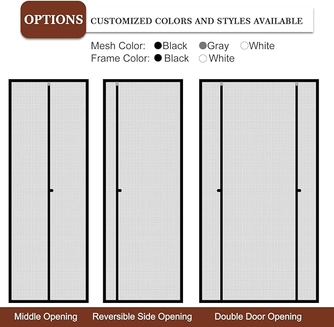 Yotache Custom Magnetic Screen Door, Anti-Tearing Reinforced Screens for Patio, Balcony, Front, Sliding Door