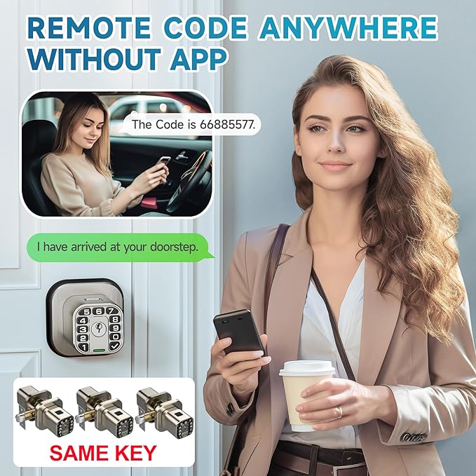 Richelock Fingerprint Door knob, Smart Biometric Door Lock with Keypad, Keyless Entry Code Door Knob, Waterproof & Weatherproof, Auto Lock,Voice Navigation, for Bedroom, Gate,Office