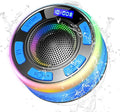Shower Bluetooth Speaker IPX7 Waterproof, Portable Bluetooth Speakers with Suction Cup and Time Display, Crystal Sound&Bass LED Light 1100mAh, Wireless Shower Speaker for Outdoor/Kayak Dark Blue