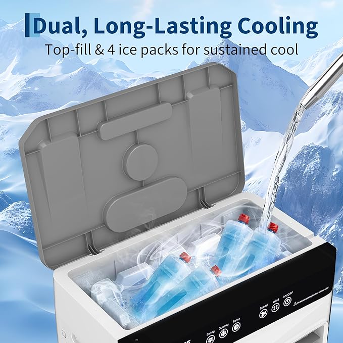 3000 CFM Portable Cooler Fan with Remote & Timer, 5.3 Gal Water Tank, 3 Speeds, 120° Oscillation, Auto-Swing Louvers & 3-Side Cooling Pads, Blows Cold Air for Home Office Workshop Garage